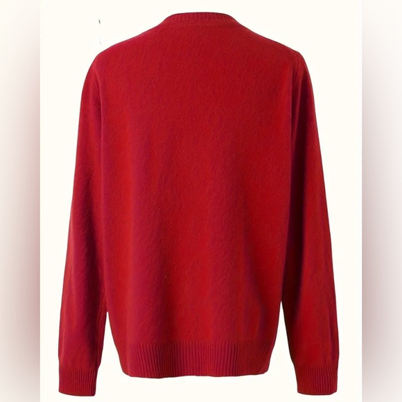 🌷SOLD🌷Chic Red Wool Long Sleeve Cardigan Sweater Jacket | Crochet | Large | New - Picture 4 of 10